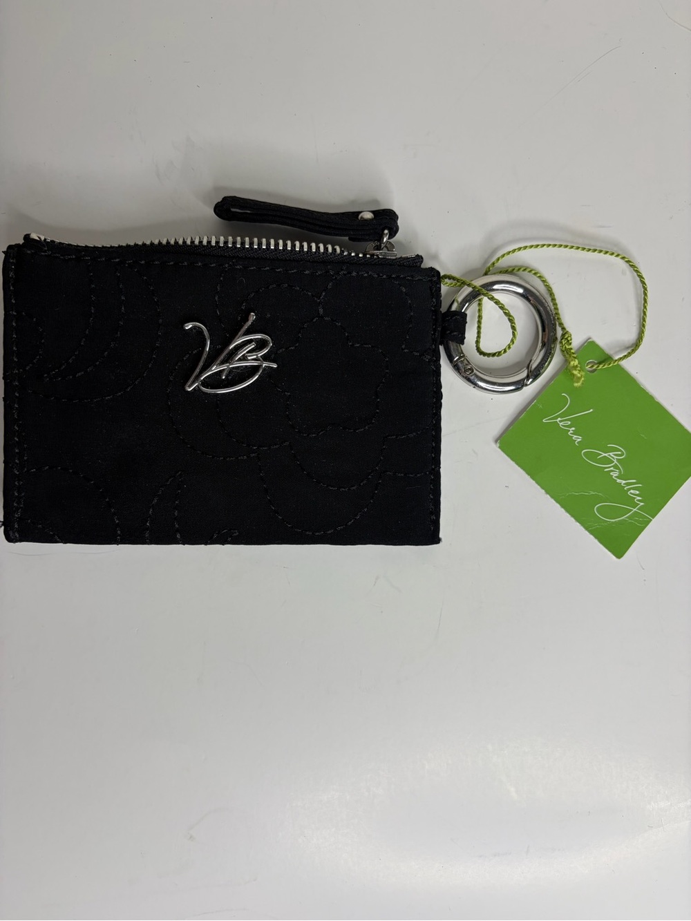 Vera Bradley Black Quilted Coin Pouch with Key Ring